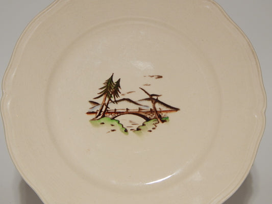 ANTICO PIATTO PI ANO CERAMICA S.C.I. LAVENO ANDLOVIZ PAESAGGIO DIPINTO A MANO