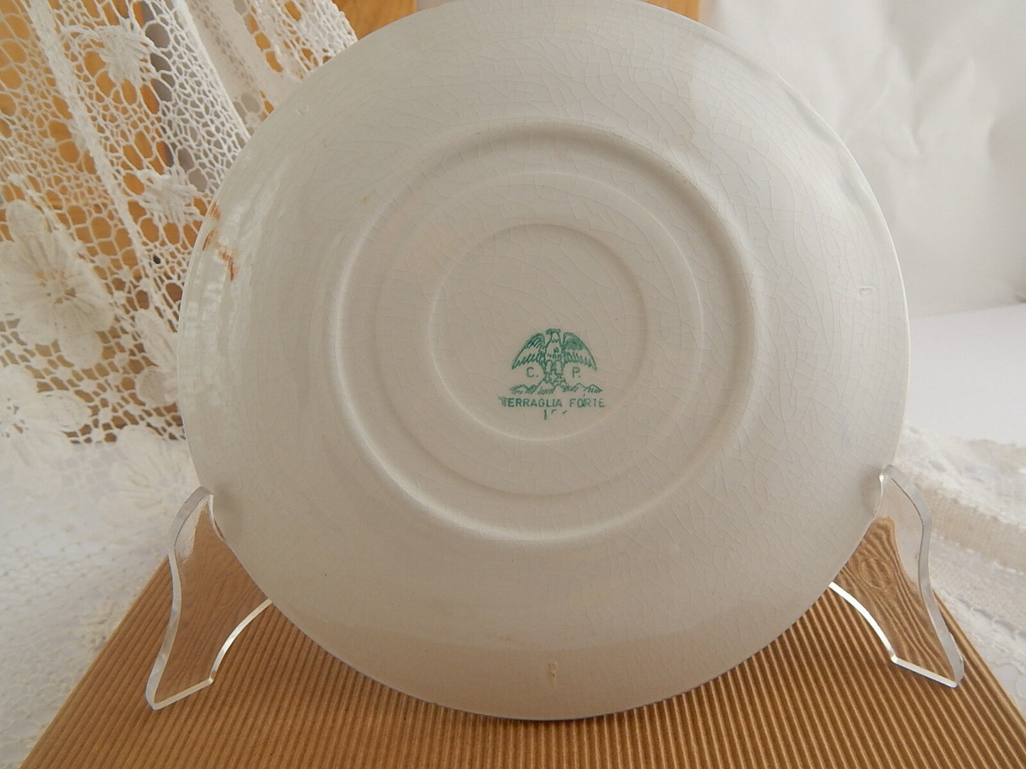 ANTICO PIATTO TERRAGLIA FORTE CERAMICA MAIOLICA BLU BIANCO ITALIA COUNTRY CHIC