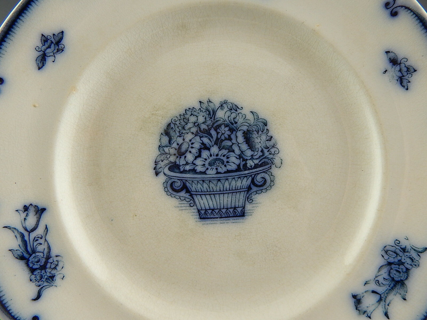 ANTICO AUTENTICO RARO PIATTO PIANO PORCELLANA SECONDA META' 1800 GUSTAVSBERG