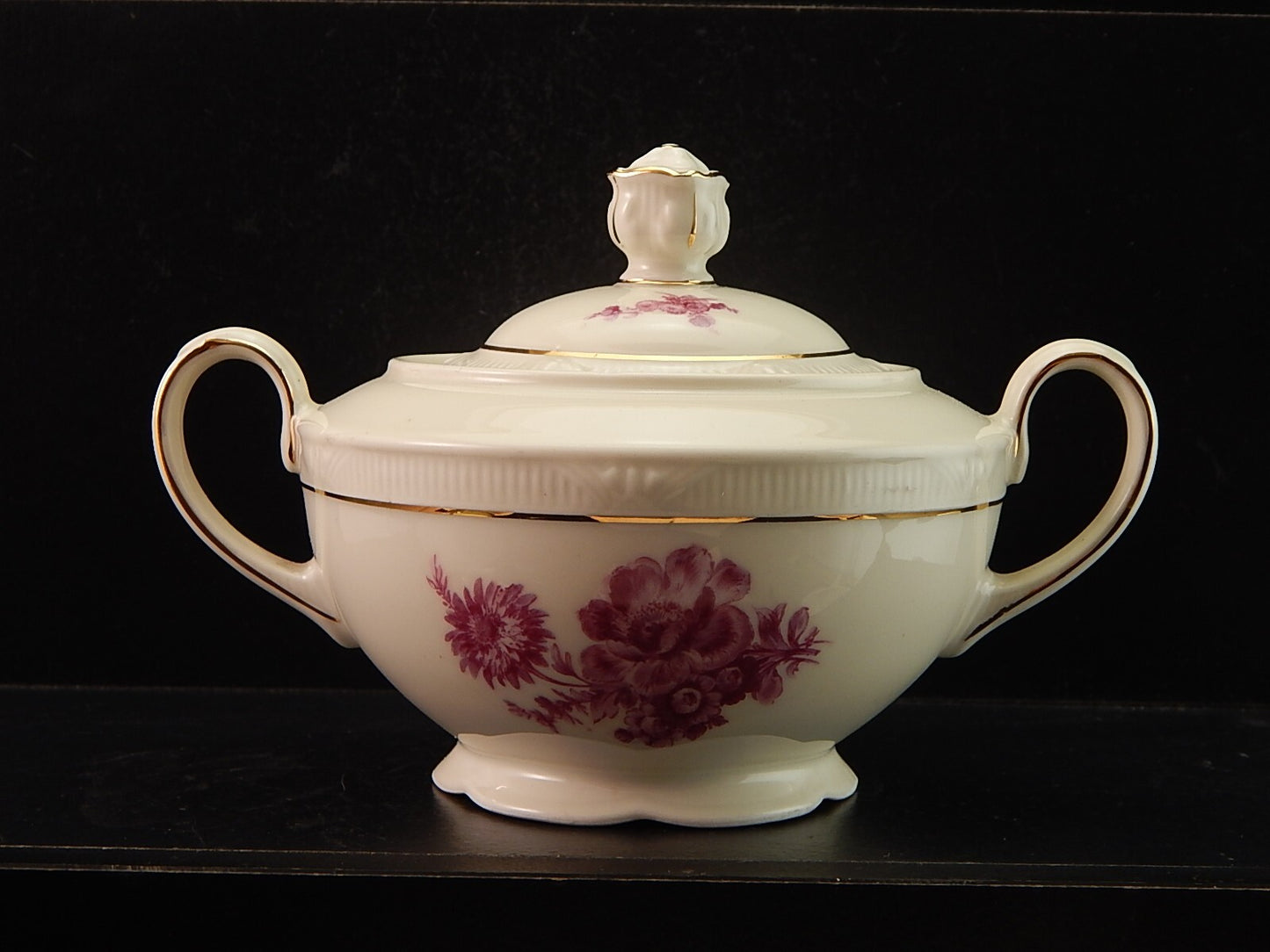 PREZIOSO ANTICO SERVIZIO TE' PORCELLANA ZEH SCHERZER BAVARIA DECORO ROSA FUCSIA