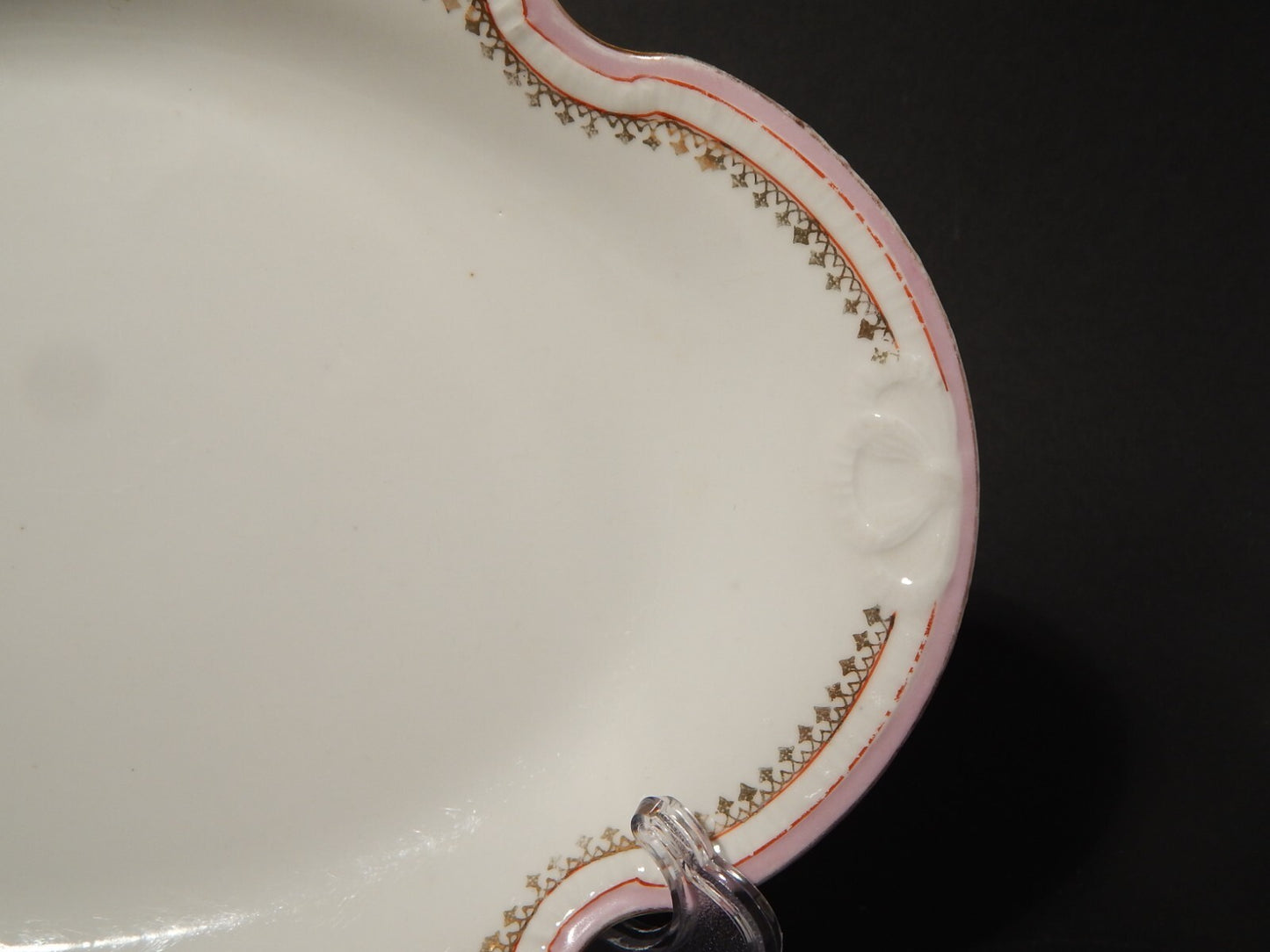 ANTICA VASSOIO PORCELLANA GINORI LIBERTY DECORO ROSA E ORO DIFETTO