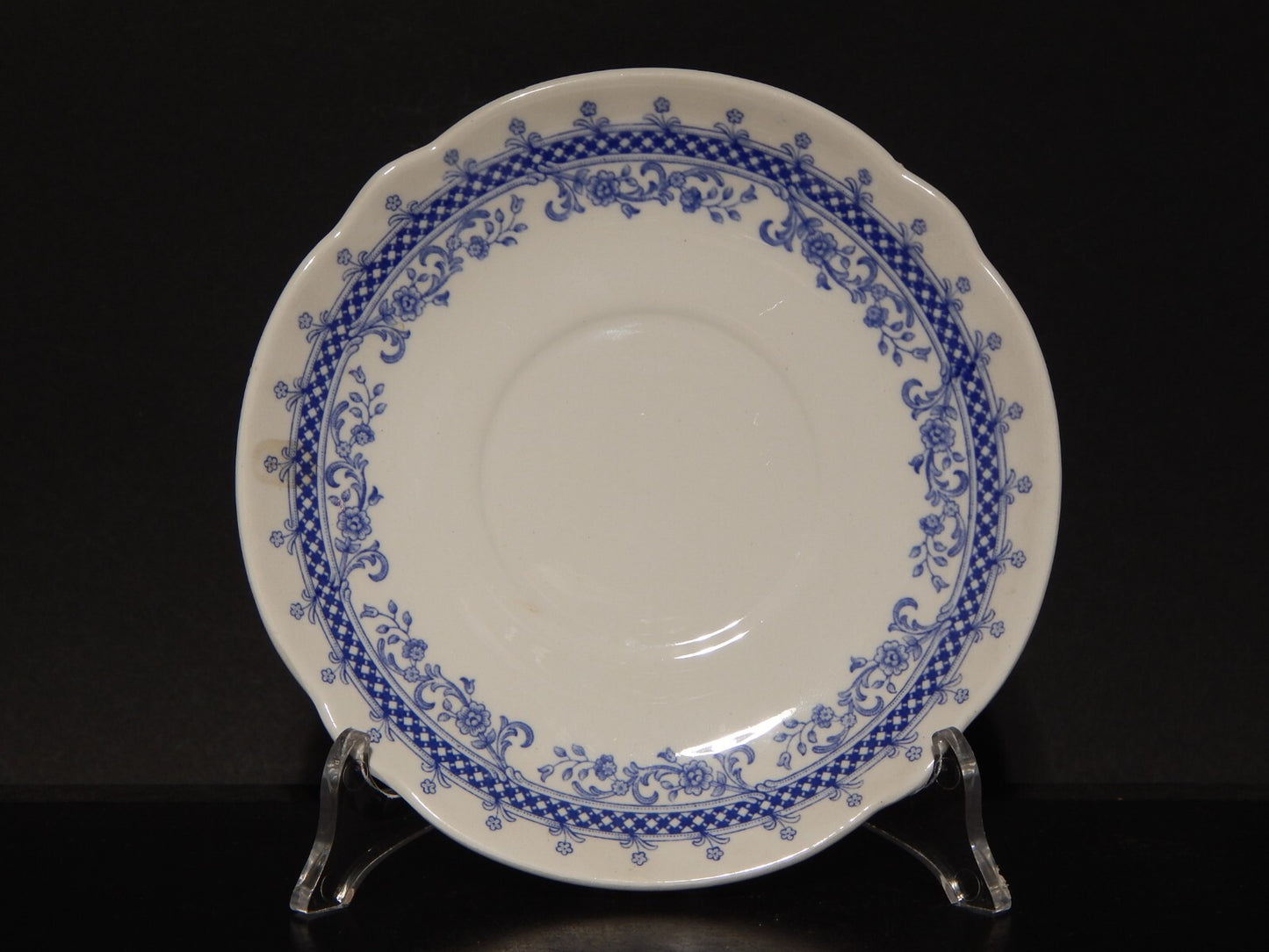 VINTAGE TAZZA BRODO CONSOMME' CERAMICA S.C.I. LAVENO DIAMONDSTONE BIANCO BLU