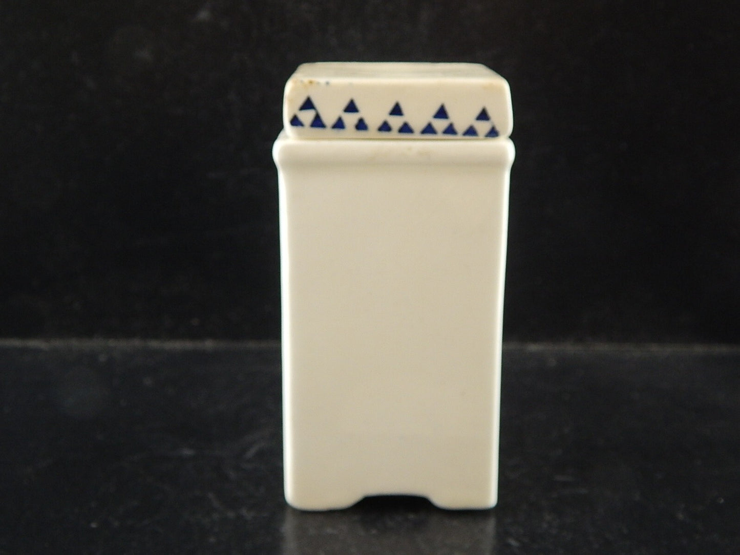 ANTICO BARATTOLO SPEZIE CERAMICA NOCE MOSCATA CUCINA ART DECO 1900 BIANCO BLU