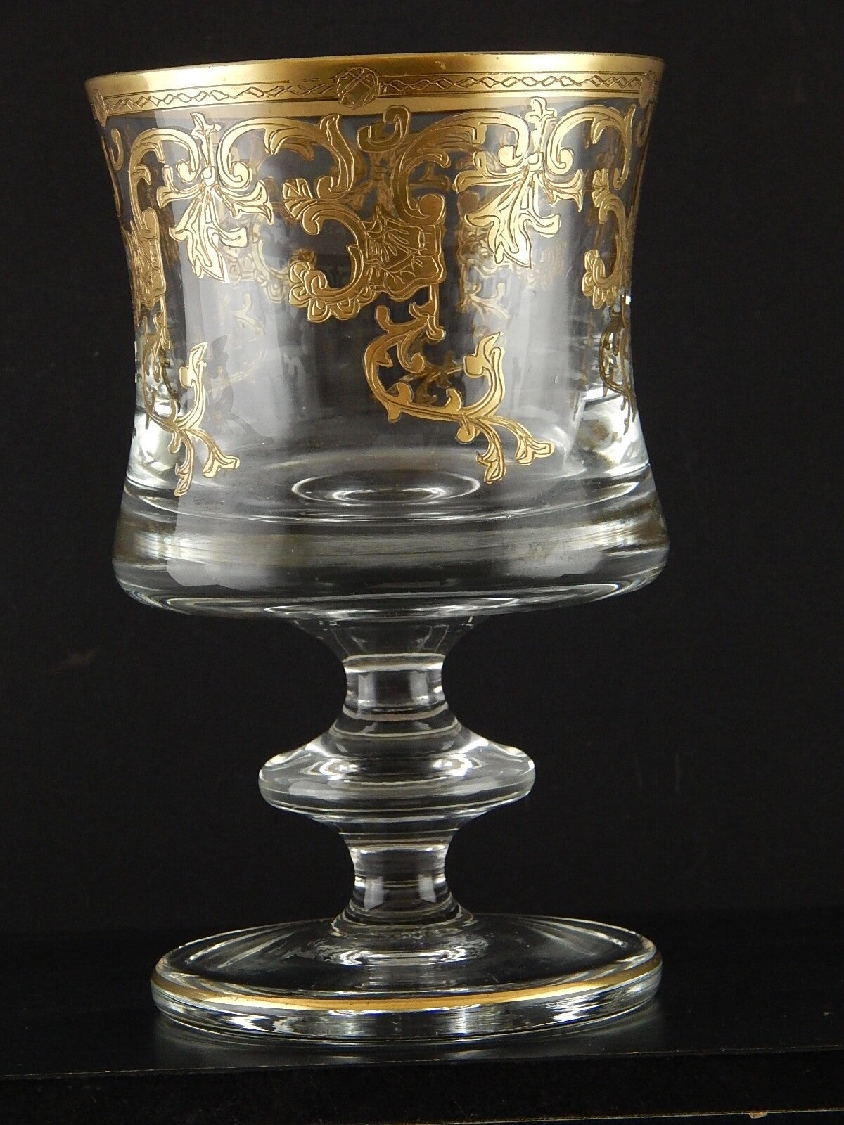 PREZIOSO GRANDE BICCHIERE COPPA VETRO SOFFIATO MURANO DECORO VENEZIANO ORO