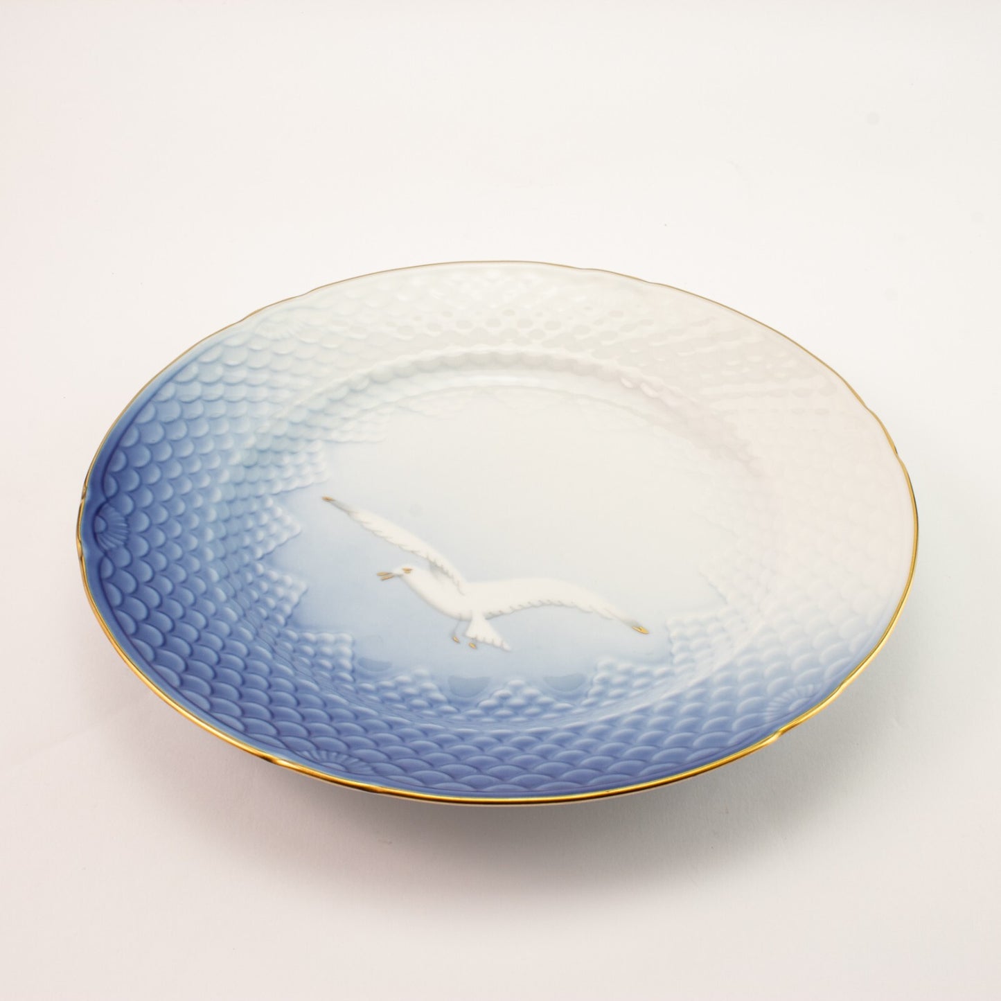 PIATTO PIANO 25 CM PORCELLANA E ORO ZECCHINO SERVIZIO GABBIANI BING&GRONDAHL 325