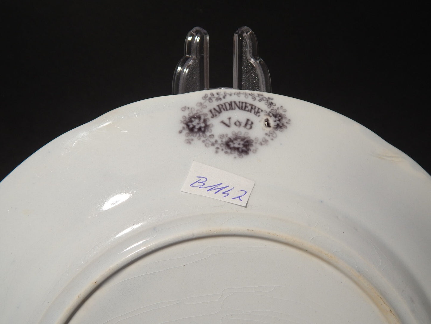 ANTICO PIATTO CERAMICA DISEGNO JARDINIERE VILLEROY & BOCH FINE '800 difetto 1147