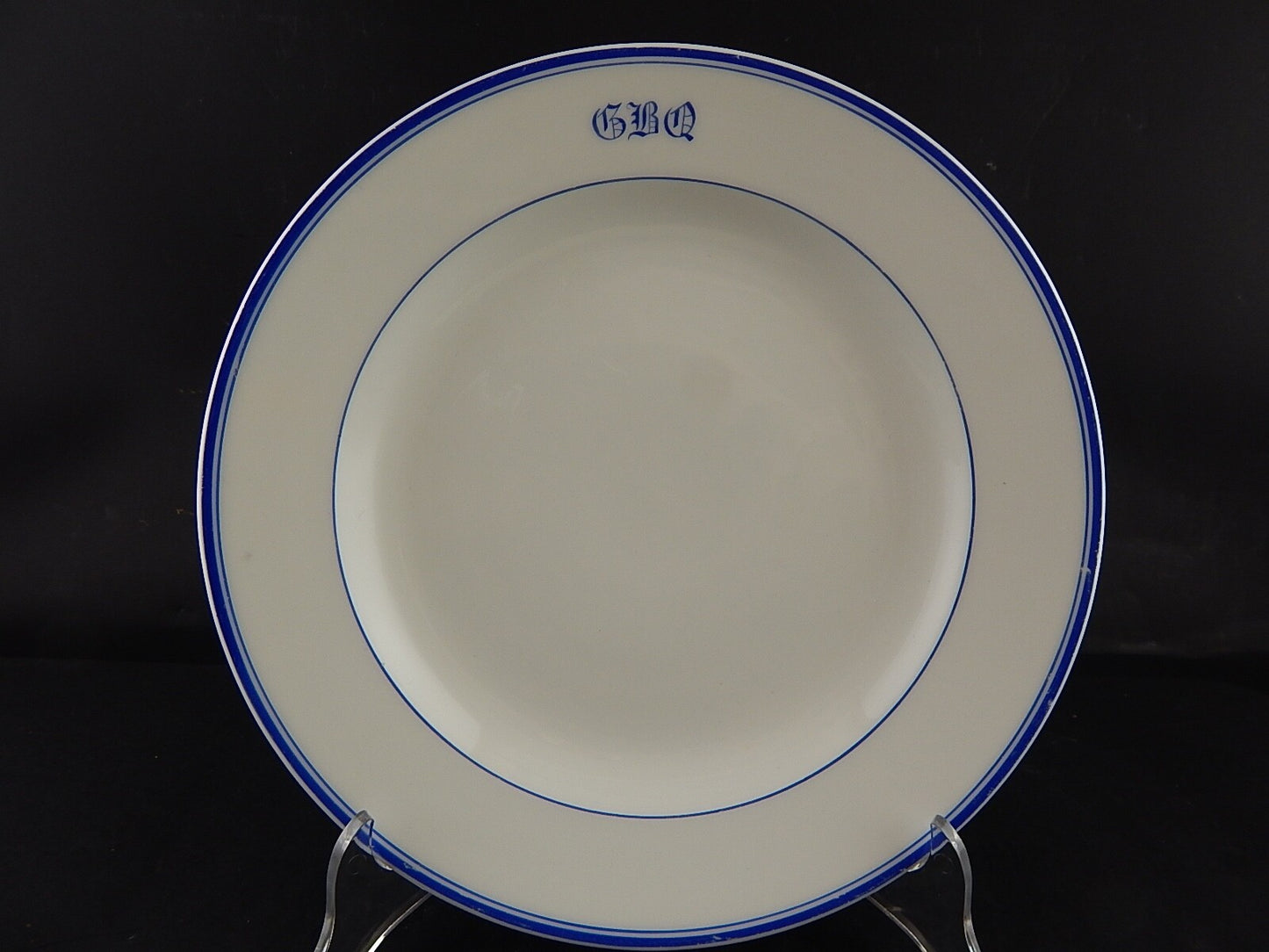 ANTICO PREZIOSO VASSOIO ROTONDO PORCELLANA DI PARIGI PROFILI BLU FINE 800