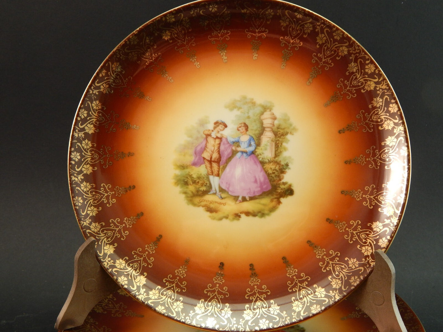 ANTICO SERVIZIO DESSERT PORCELLANA HUTSCHENREUTHER BAVARIA SCENE GALANTI