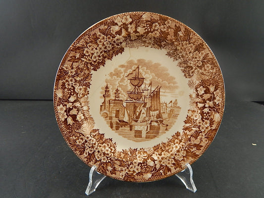 ANTICO PIATTO SEMI PORCELLANA RICHARD MILANO DECORO FERRARA META' 800 #A24