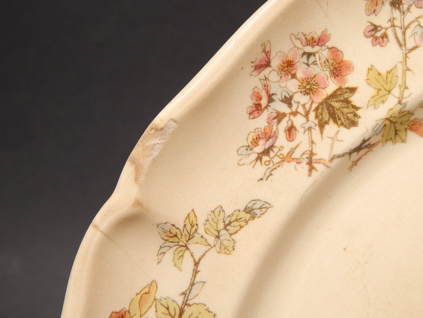 ANTICO RARO PIATTO CERAMICA VILLEROY&BOCH METTLACH DI FINE 1800 CM. 23 DIFETTO