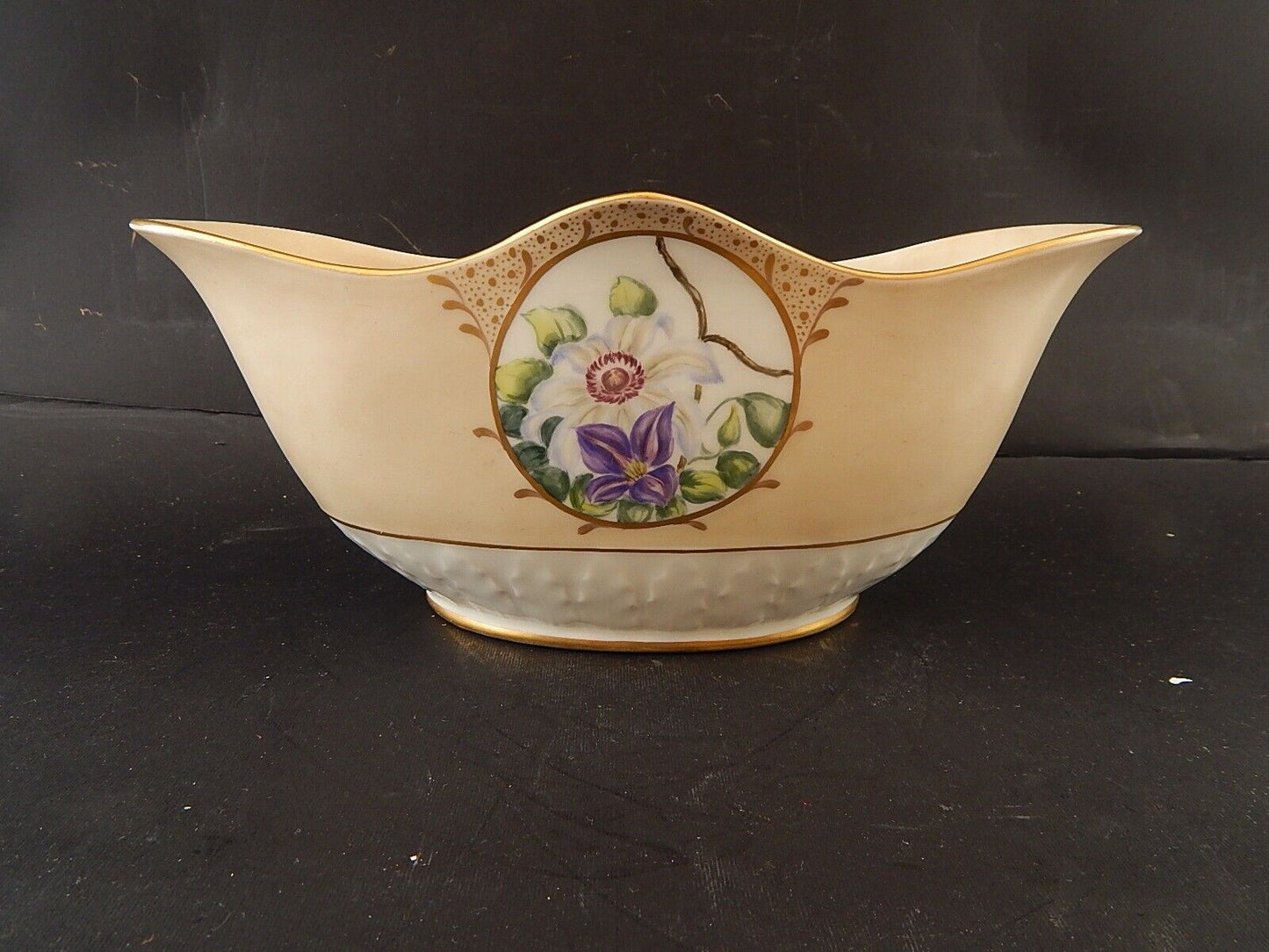 ANTICO CACHE POT VASO FIORIERA PORCELLANA DIPINTO A MANO MOTIVO FLOREALE