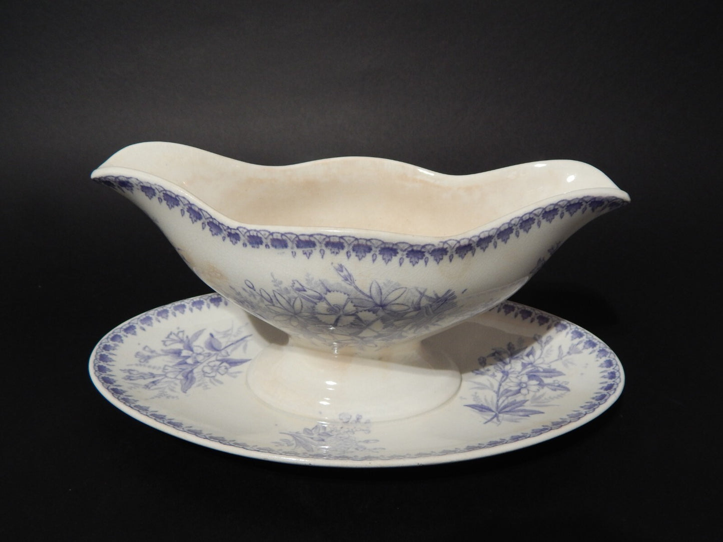 ANTICA SOCIETE' CERAMIQUE MAASTRICHT SALSIERA DECORO OLGA COLORE VIOLA