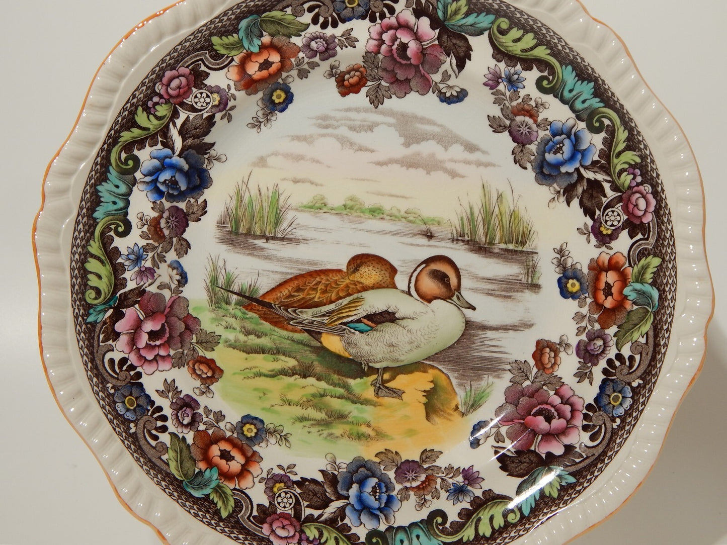 ANTICO RARO PIATTO INGLESE SEMI PORCELLANA COPELAND SPODE PINTAIL CM 26,5