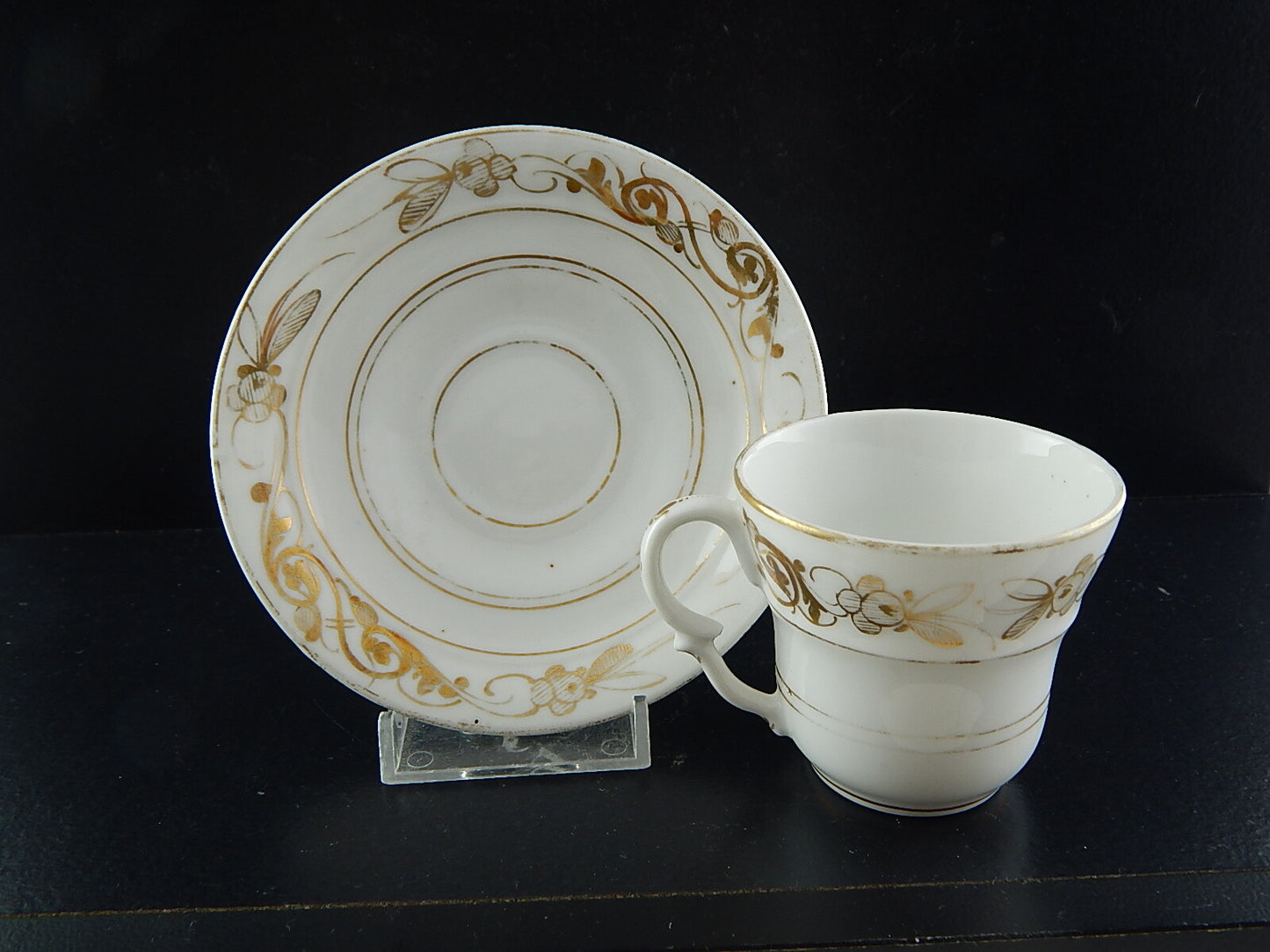 ANTICA PREZIOSA RARA TAZZA IMPERO PORCELLANA BIANCA ORO PARIGI INIZIO 1800 #9