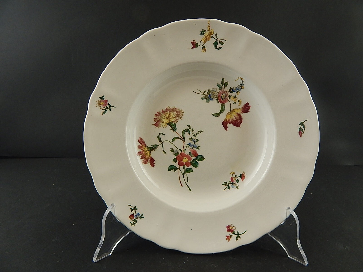 ANTICO 1800 RARISSIMO PIATTO FONDO CERAMICA RICHARD MILANO DECORO DRESDEN A129