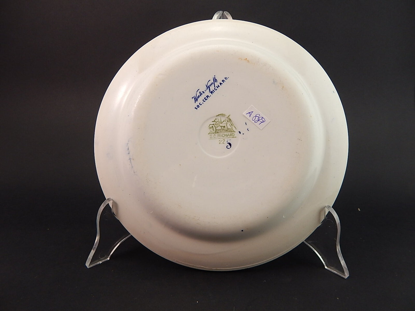 ANTICO PIATTO NINFEE BLU CERAMICA RICHARD MILANO FINE 800 BLUE WATER NYMPH A889