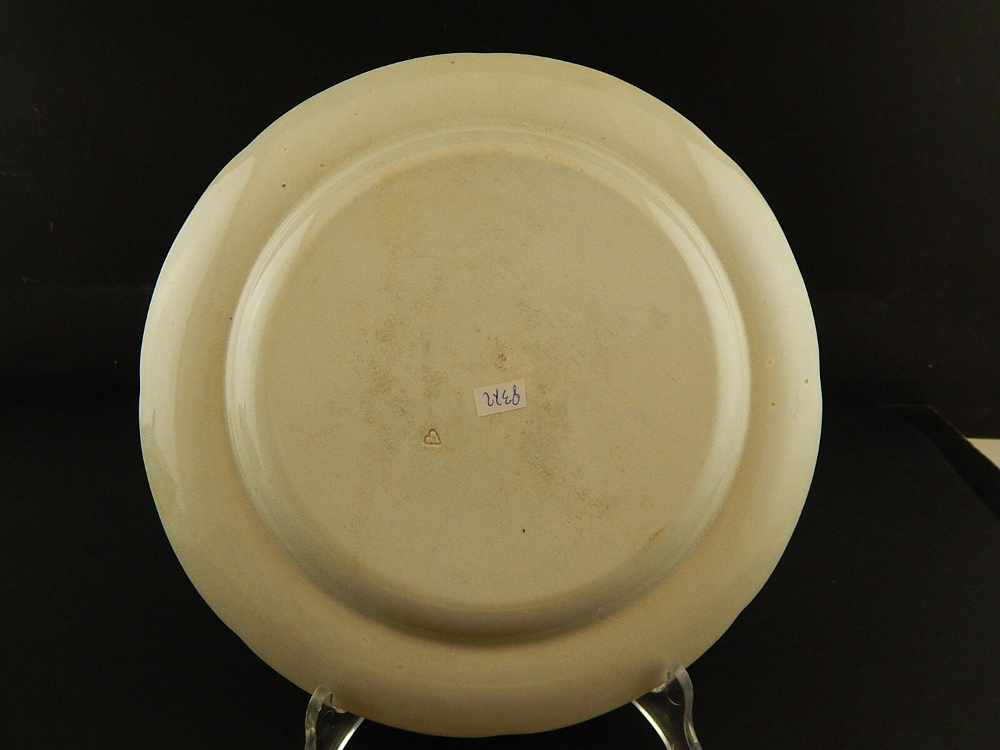 ANTICO DEL 1854 AUTENTICO RARO PIATTO SEMI PORCELLANA WEDGWOOD TRANSFERWARE