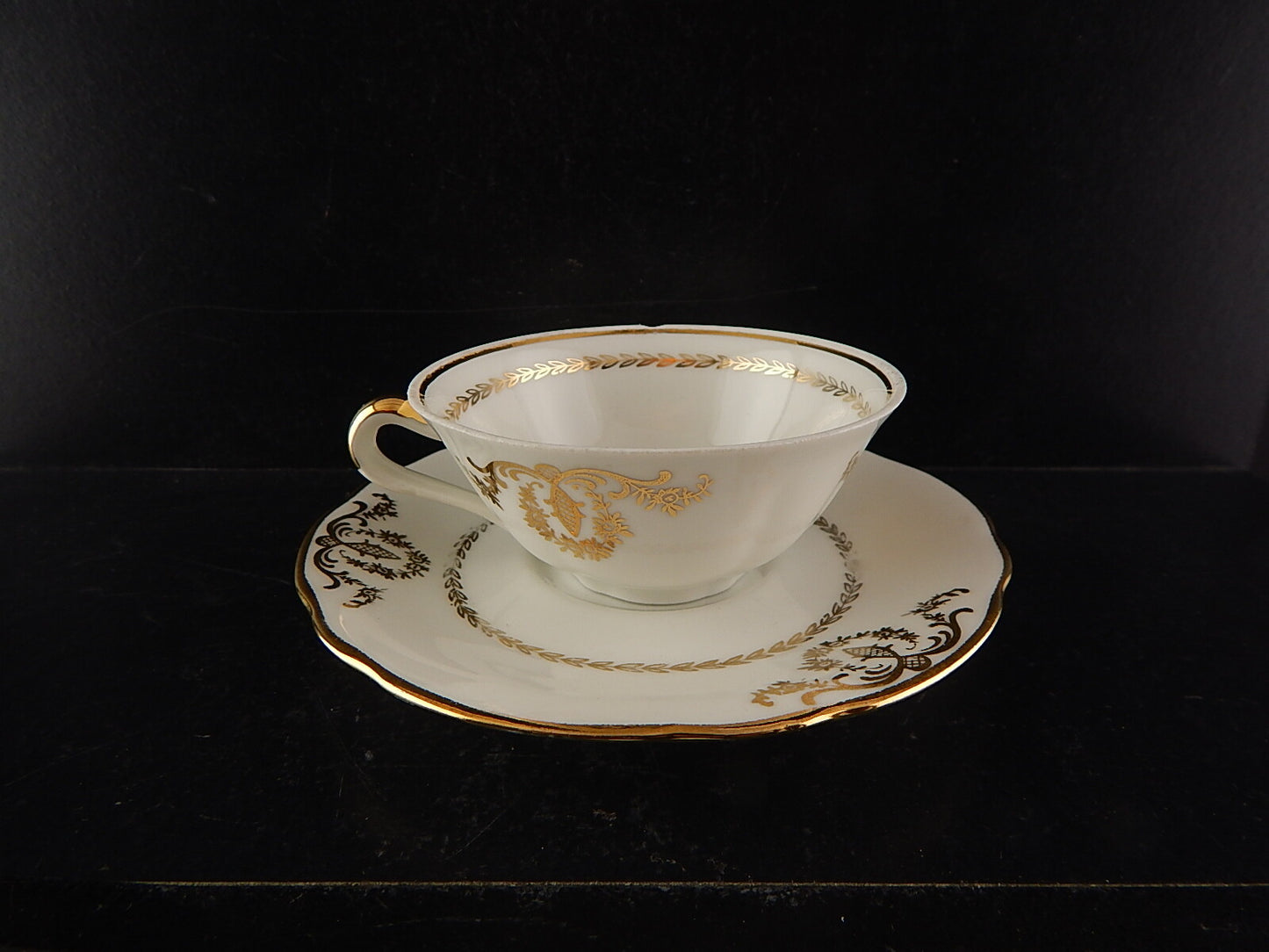 ANTICA TAZZA CAFFÈ PORCELLANA BIANCA ORO PORCELAINE COMPAGNIE NATIONALE DIFETTO