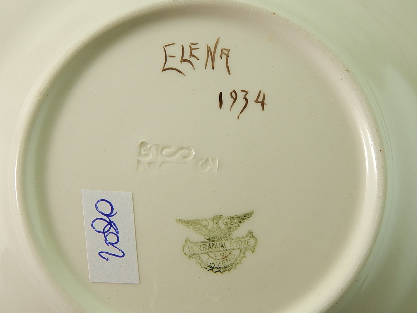 ANTICA TAZZA COLAZIONE CERAMICA VERBANUM STONE LAVENO DIPINTA FIRMATA ELENA 1934