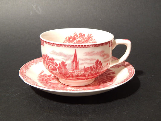VINTAGE JOHNSON BROS OLD BRITAIN CASTLE TAZZA DA TE' SEMI PORCELLANA ROSSO