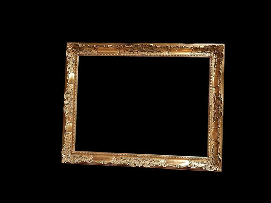 VINTAGE IMPORTANTE CORNICE STILE ROCAILLE LEGNO DORATA BRUNITA FREGI PASTIGLIA