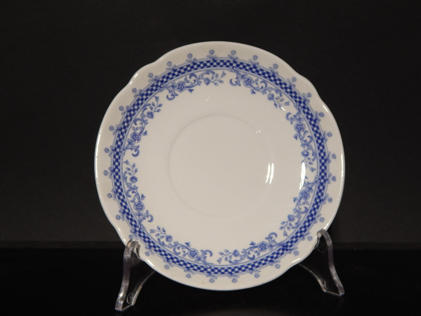 VINTAGE TAZZA BRODO CONSOMME' CERAMICA S.C.I. LAVENO DIAMONDSTONE BIANCO BLU #