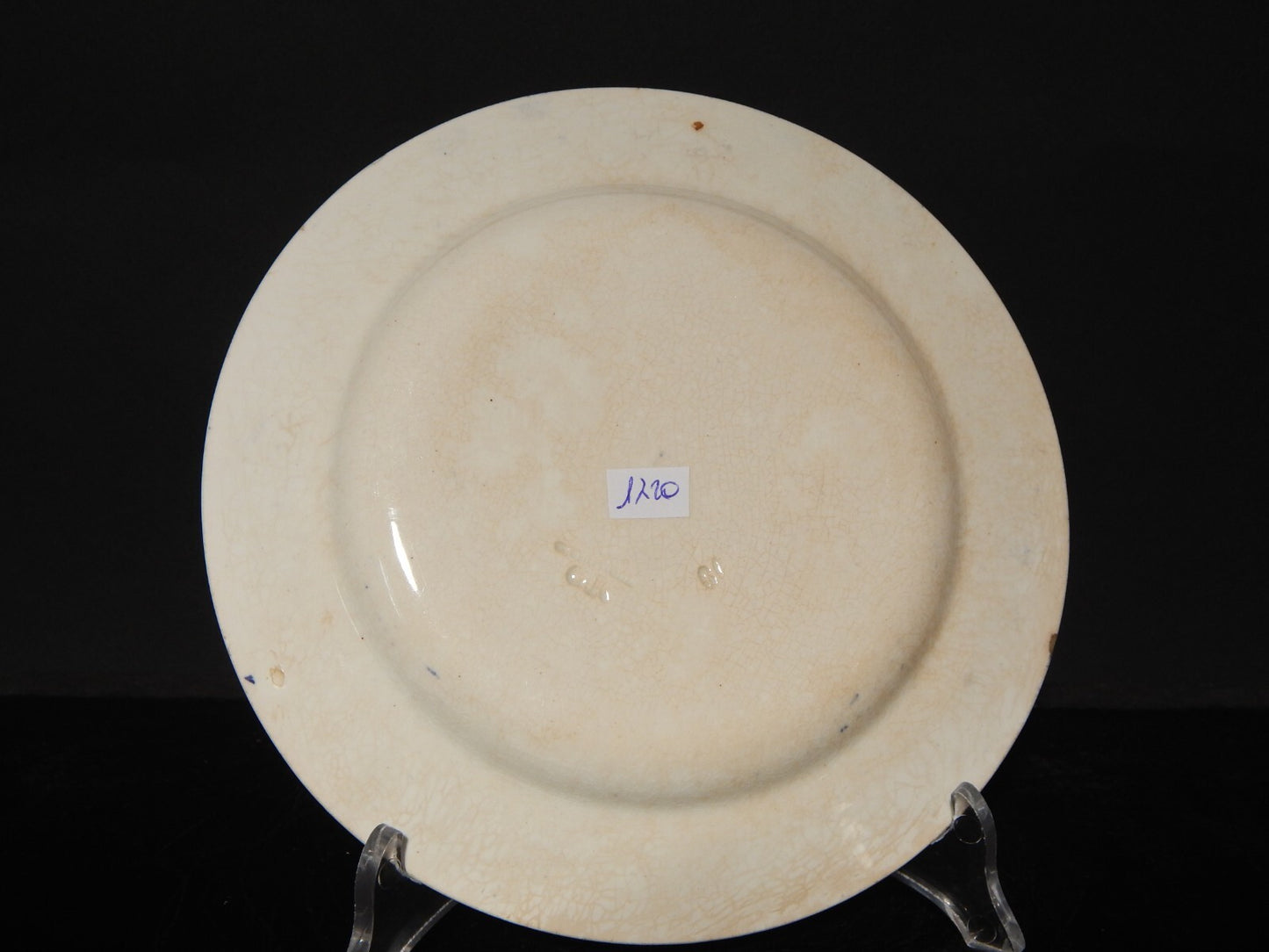 ANTICO AUTENTICO PIATTO PORCELLANA WEDGWOOD FERRARA META' 800 BIANCO BLU