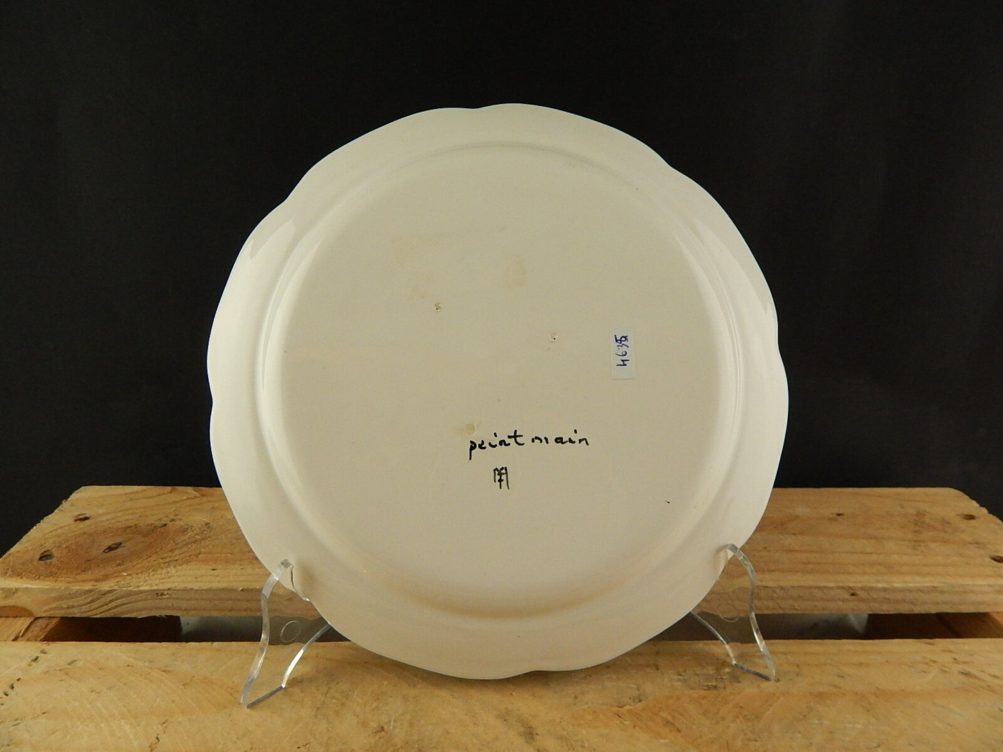 VINTAGE PIATTO DA COLLEZIONE CERAMICA FRANCESE FATTO AL TORNIO E DIPINTO A MANO