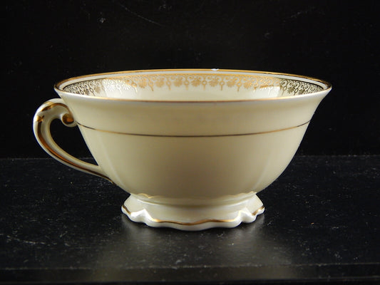 VINTAGE TAZZINA CAFFÈ PORCELLANA AVORIO ORO LIMOGES ANC FABRIQUE ROYALE DIFETTO