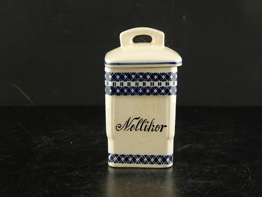 ANTICO BARATTOLO SPEZIE CERAMICA CUCINA ART DECO PRIMO 900 BIANCO BLU