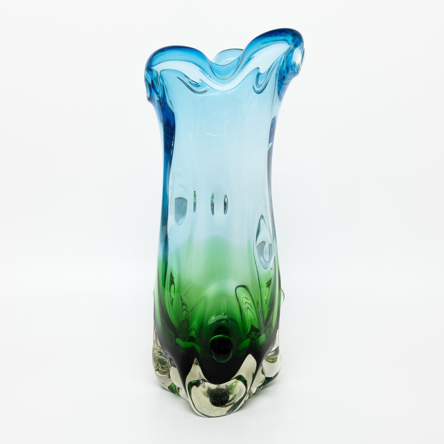 PREZIOSO VASO VETRO SOFFIATO DI MURANO TECNICA VETRO SOMMERSO STILE SEGUSO POLI