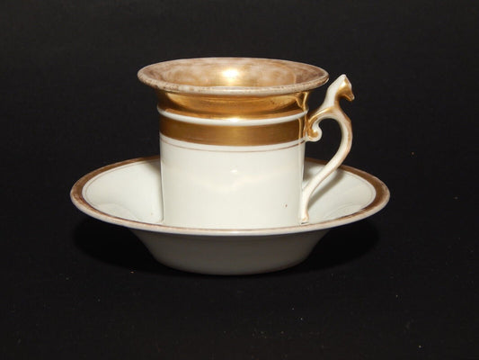 ANTICA PREZIOSA TAZZA PORCELLANA BIANCA E ORO IMPERO GINORI DOCCIA META' 800 #