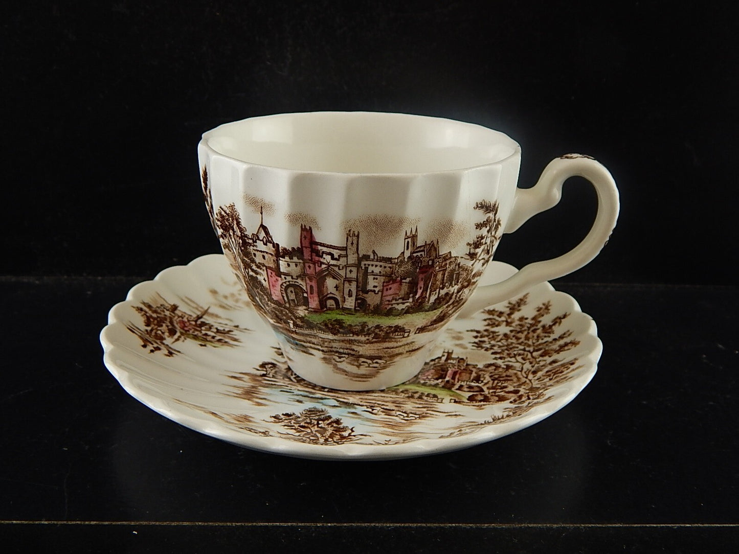 VINTAGE SEMI PORCELLANA JOHNSON BROS COLLEZIONE ANCIENT TOWERS TAZZA DA TE'