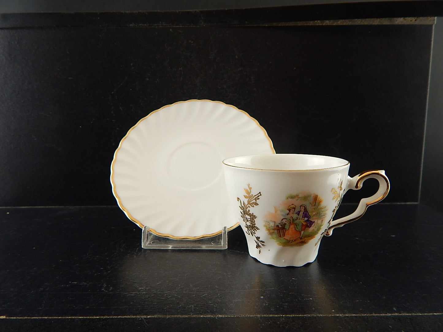 ANTICA TAZZINA CAFFE' PORCELLANA RHEINPFALZ BAVARIA SCENA GALANTE A236