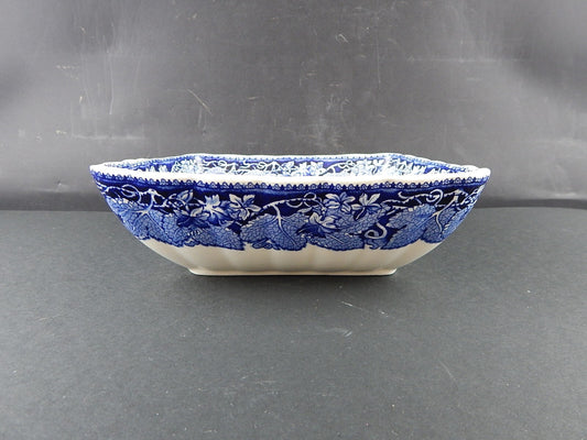 ANTICA CIOTOLA CENTROTAVOLA CERAMICA INGLESE MASON’S DECORO VISTA BIANCO BLU