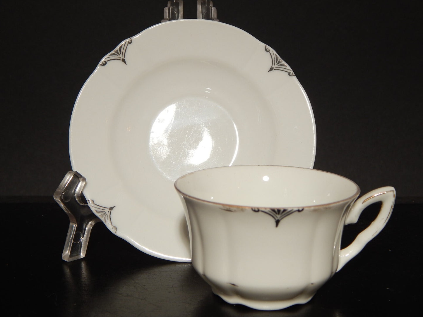 ANTICA TAZZINA CAFFE' PORCELLANA BIANCA E ARGENTO WINTERLING BAVARIA