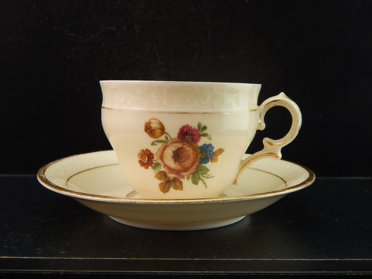 ANTICA TAZZA KPM COPENHAGEN PORCELLANA BOUQUET DI FIORI E ORO DEL 1924 #1203