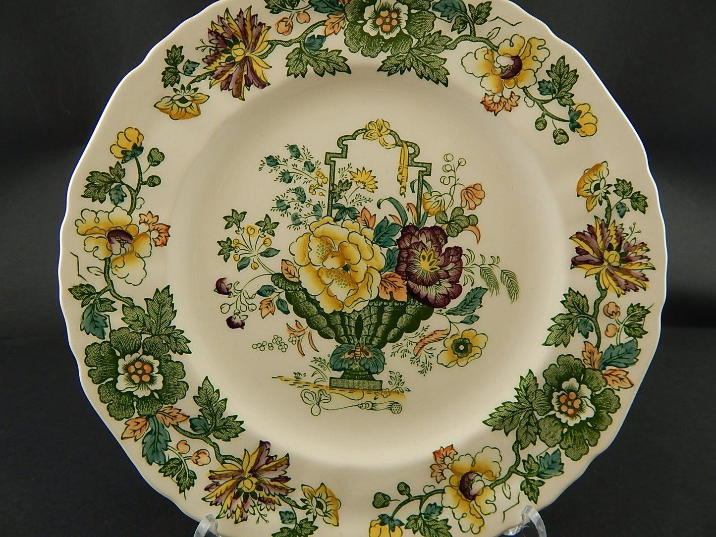 ANTICO RARO PIATTO CM 22,5 CERAMICA INGLESE MASON’S DECORO MANO STRATHMORE