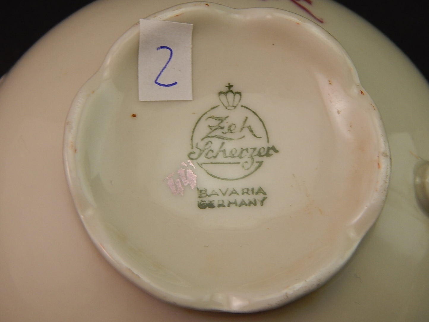 PREZIOSO ANTICO TRIO TE' PORCELLANA ZEH SCHERZER BAVARIA DECORO ROSA FUCSIA