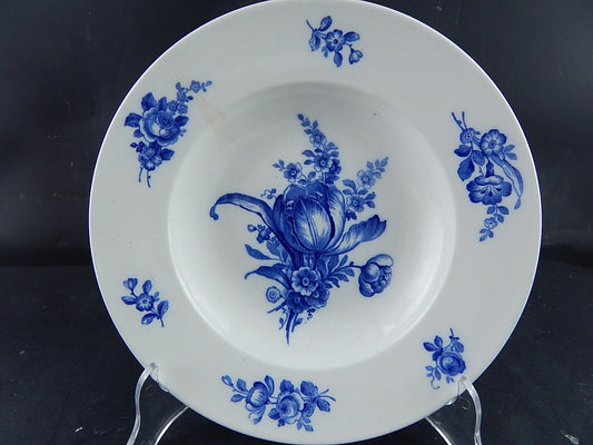 ANTICO ART DECO PIATTO FONDO VILLEROY&BOCH PORCELLANA BIANCA FIORI BLU #