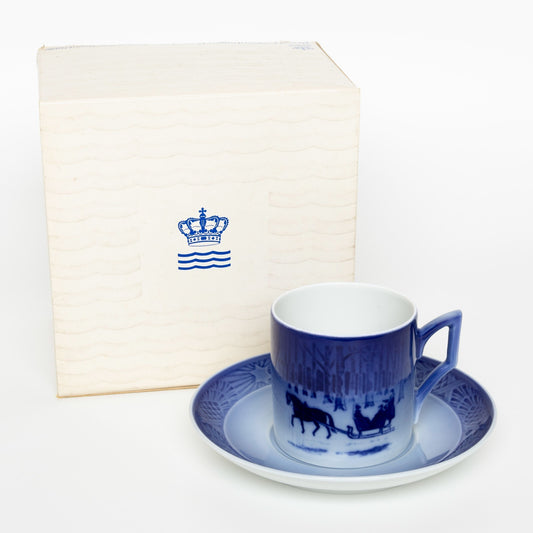 ROYAL COPENHAGEN PORCELLANA TAZZA DI NATALE 1984 CON SCATOLA ORIGINALE CM 7