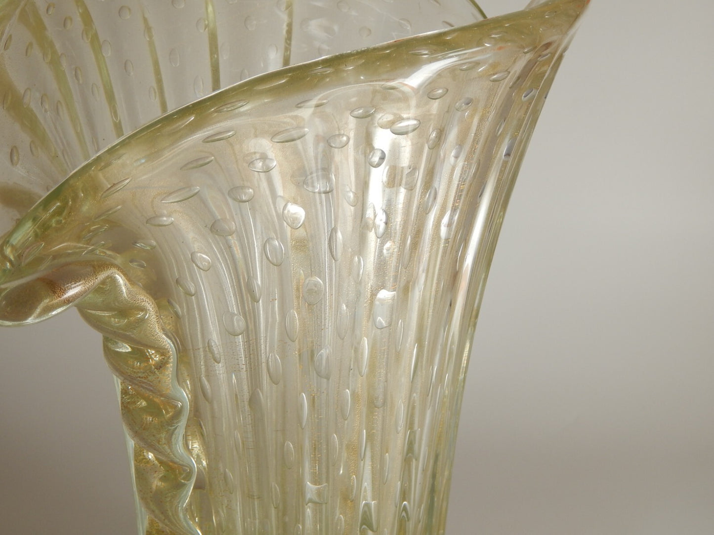 ART DECO RARO ANTICO GRANDE VASO A BOLLE VETRO SOFFIATO FIRMATO TOSO MURANO