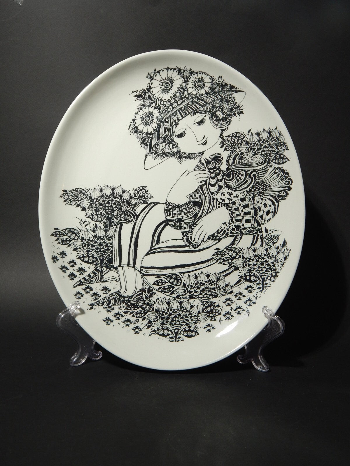 PIATTO VASSOIO CENTROTAVOLA PORCELLANA MODERNIST DESIGNER BJORN WIINBLAD PALOMA