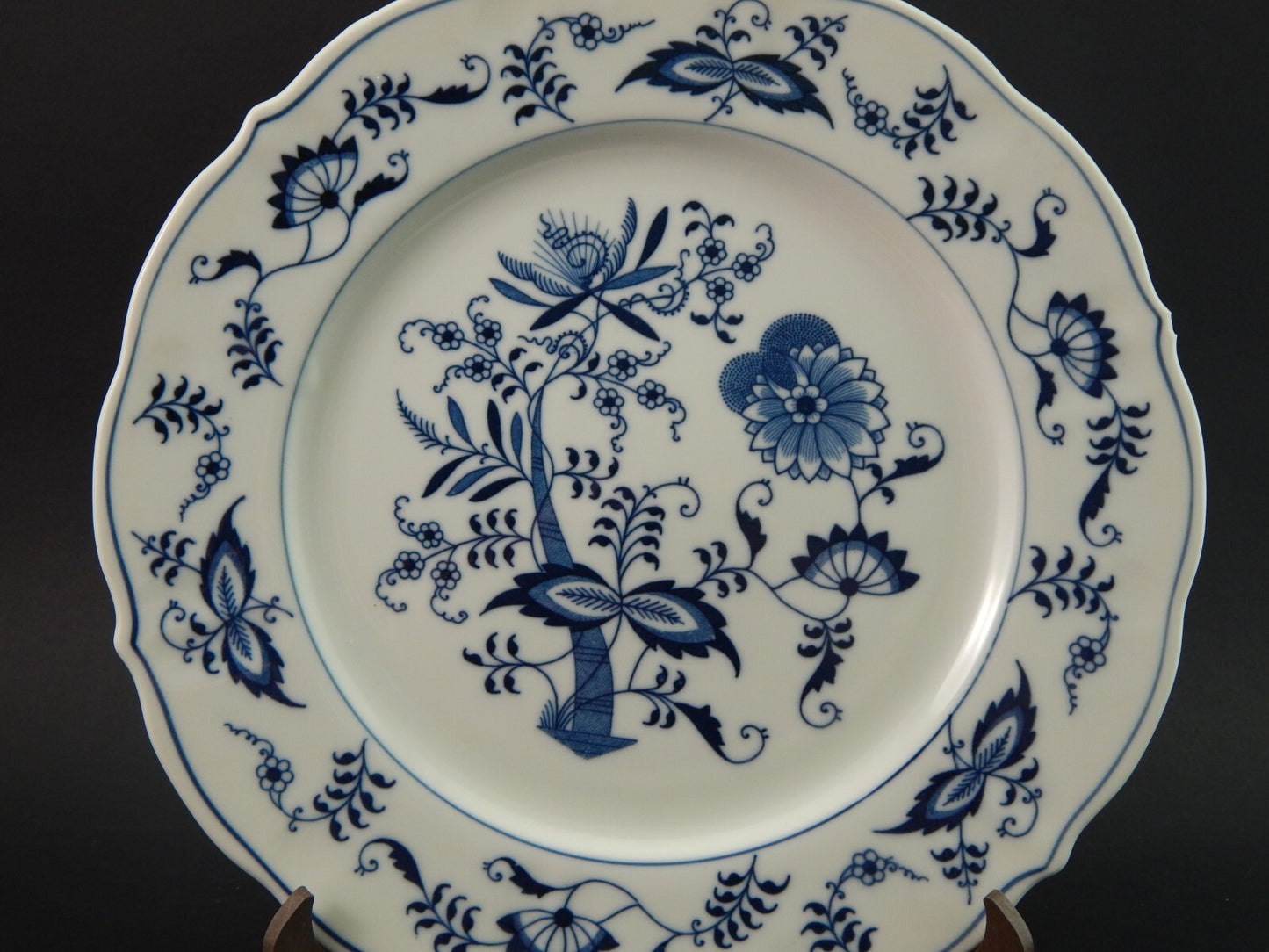 VINTAGE BLUE DANUBE LOTTO 3 PIATTI PORCELLANA TEDESCA BIANCA BLU CON DIFETTI