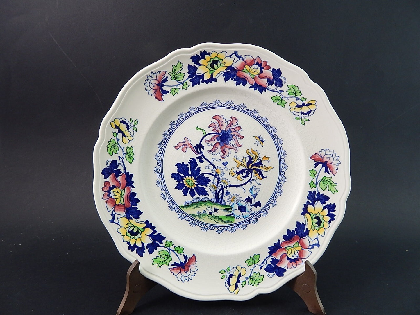 WEDGWOOD&CO VINTAGE PIATTO PIANO SEMI-PORCELLANA META' 900 OLD CANTON CM 25