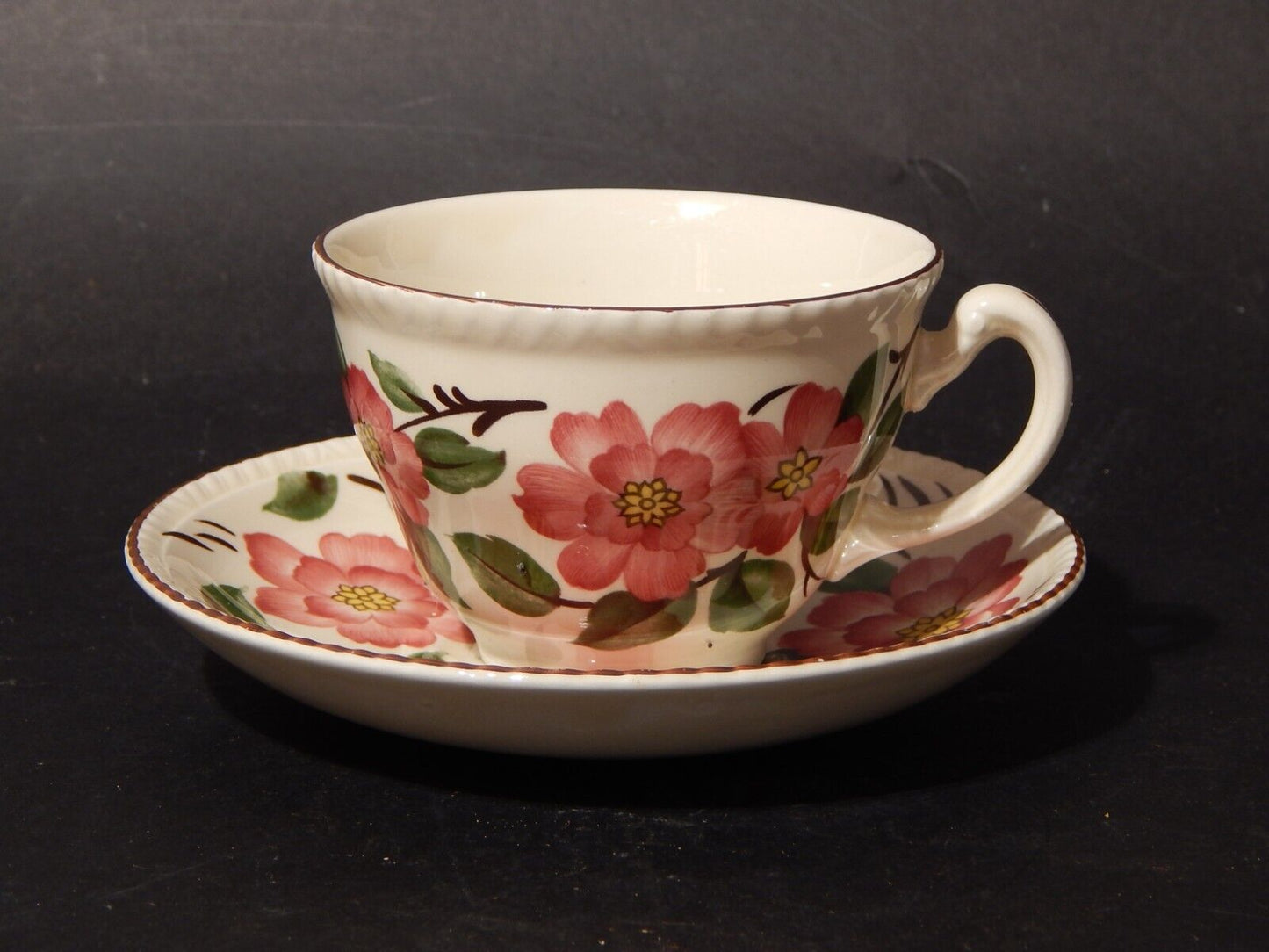 RETRO' RARA TAZZA TE' CERAMICA POTTERY WOOD&SONS DISEGNO "IRISH ROSE"