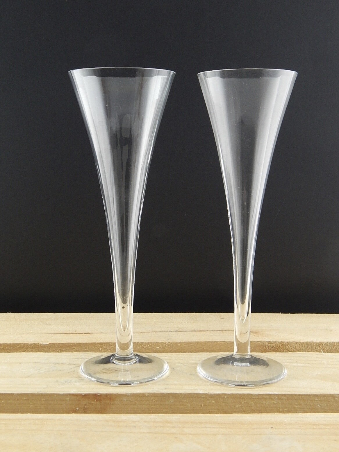 ART DECO ELEGANTE PREZIOSA COPPIA CALICI FLUTE CRISTALLO ROGASKA MODELLO LUNA