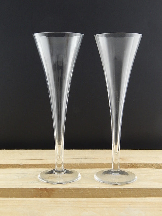 ART DECO ELEGANTE PREZIOSA COPPIA CALICI FLUTE CRISTALLO ROGASKA MODELLO LUNA