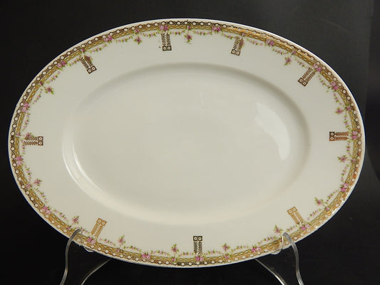 ANTICA RARO VASSOIO PORCELLANA GINORI LIBERTY GHIRLANDE DI ROSE ORO ZECCHINO