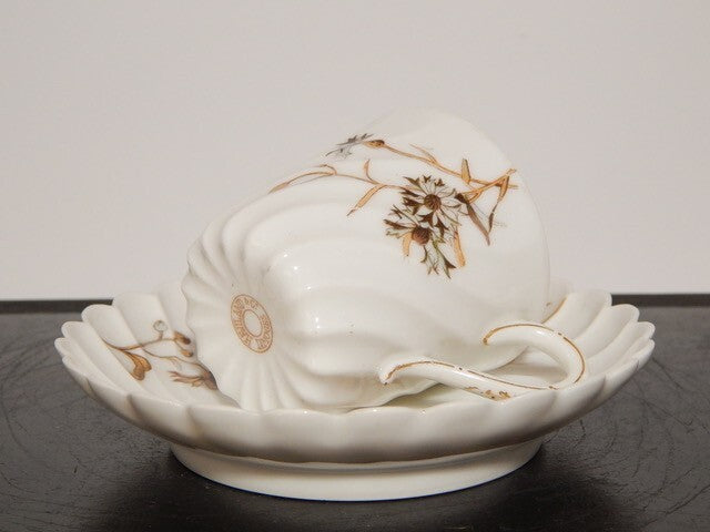 ANTICA ART NOUVEAU TAZZINA CAFFE' PORCELLANA HAVILAND & CO LIMOGES FIORI ROVO #